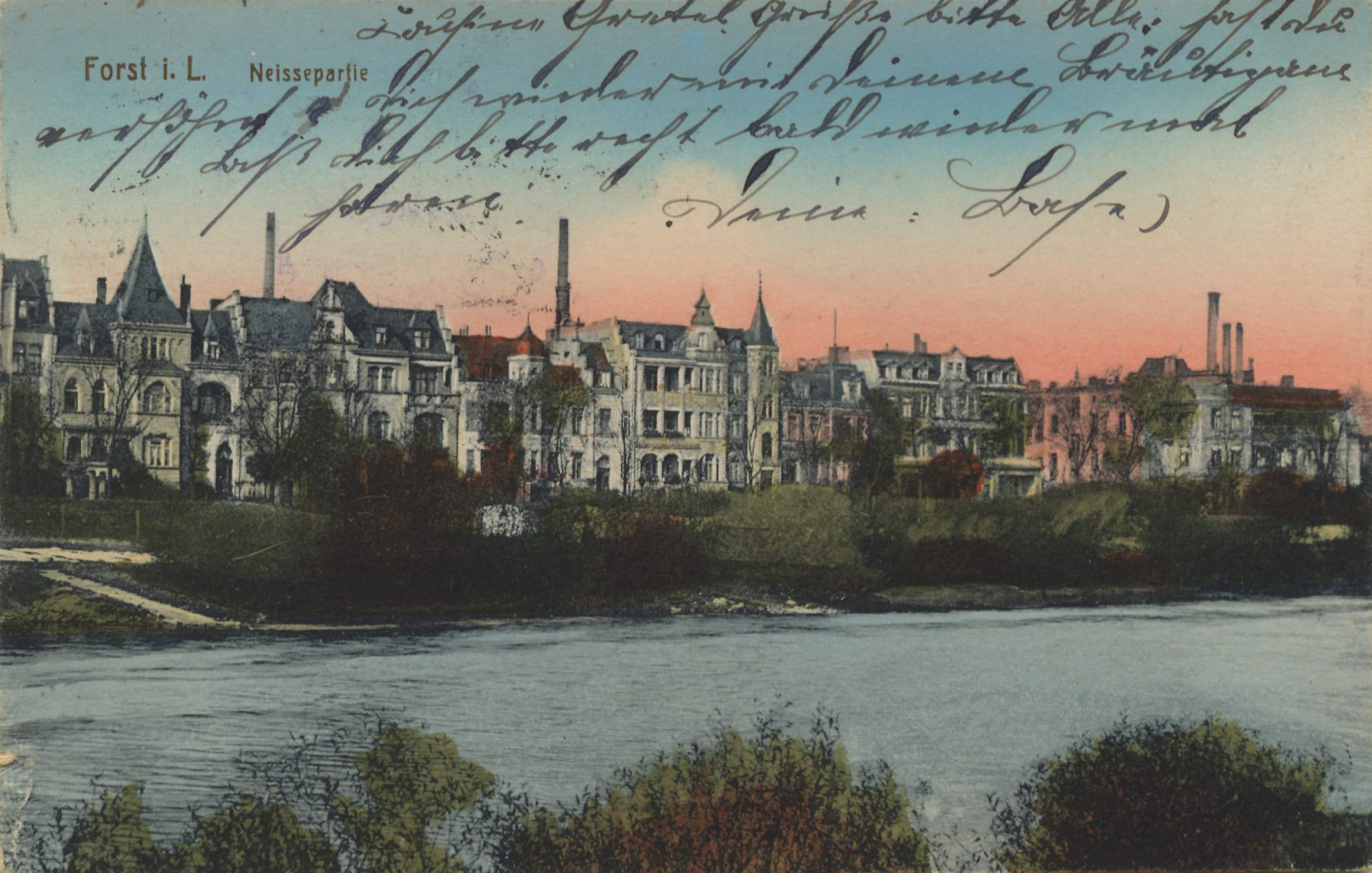 Neißepartie in Forst, um 1920