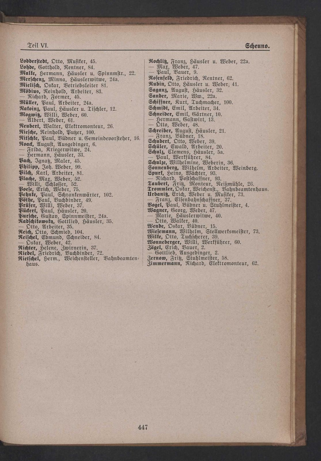 Forster Stadtbuch 1932 - Scheuno, S. 447