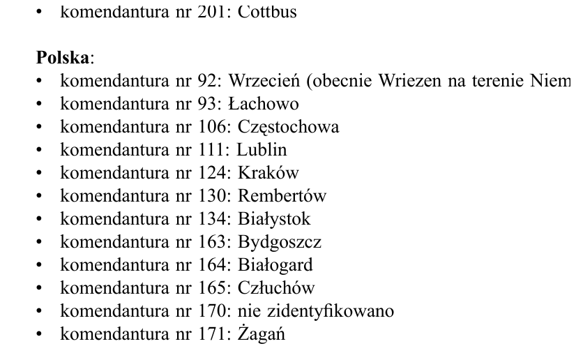 Fragment arkusza ewidencyjnego odnoszącego się do komendantury Forst nr 200; materiał z pakietu źródłowego.